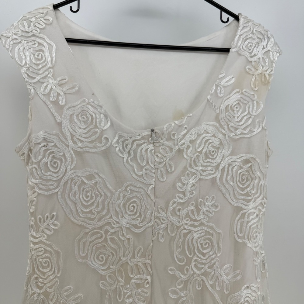 Onyx Nite Maxi Dress Womens 10 Ivory Floral Embroidery Godet Evening Gown Bridal - Picture 4 of 13